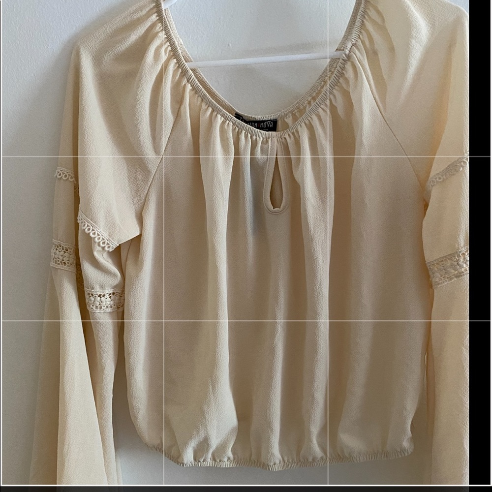 Boho off shoulder cropped flare sleeve top